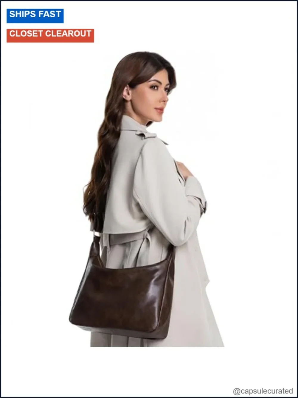 Foldable Vegan Leather Crossbody Hobo Bag Adjustable Straps Soft Slouchy Handbag